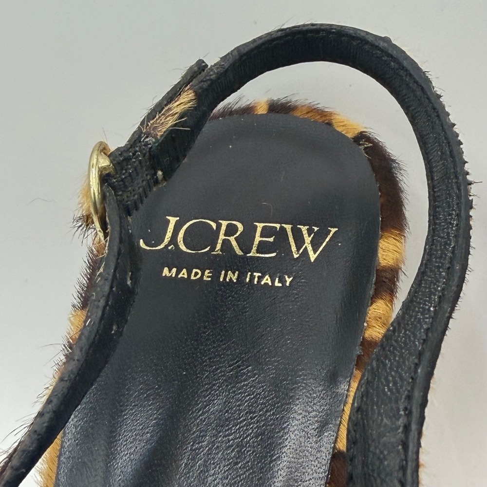 J.Crew Leopard Calf Hair Slingback Pumps Pointed Toe Kitten Heels 7.5 - Picture 11 of 11